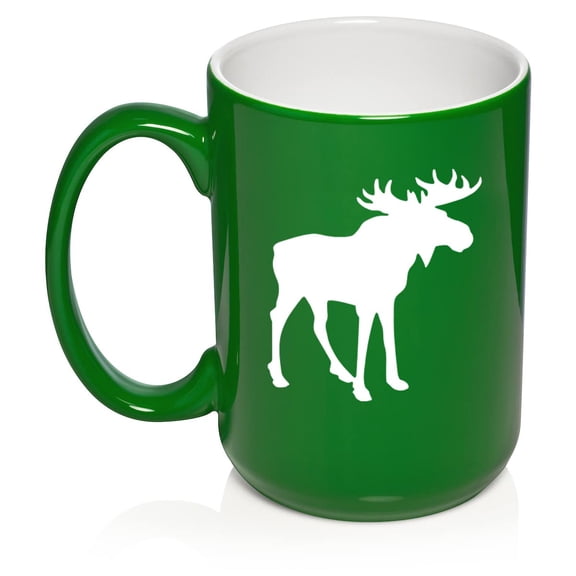 Moose Ceramic Coffee Mug Tea Cup Gift (15oz Green)