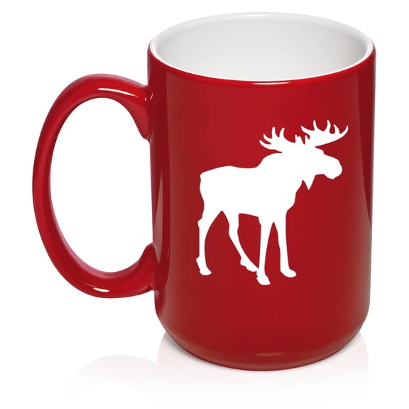 Moose Ceramic Coffee Mug Tea Cup Gift (15oz Red)