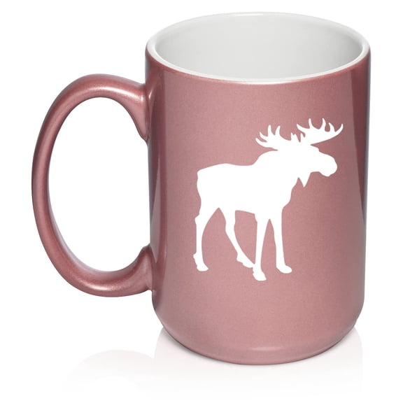 Moose Ceramic Coffee Mug Tea Cup Gift (15oz Rose Gold)