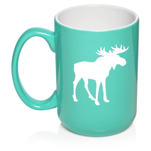Moose Ceramic Coffee Mug Tea Cup Gift (15oz Teal)