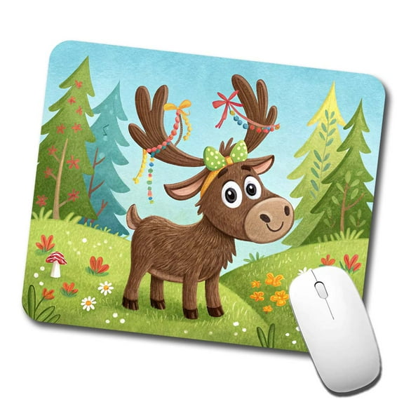 Moose Children's Illustration Style Mouse Pad Low Profile Gaming Mat