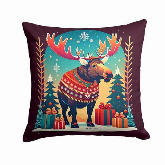 Moose Christmas Fabric Decorative Pillow 18 in x 18 in