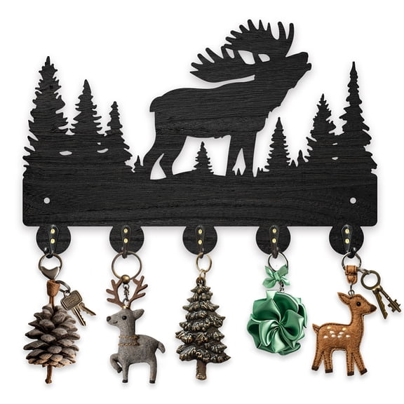 Moose Coat Racks Wall Mounted Wood Forest Animal Tree Key Hangers DIY