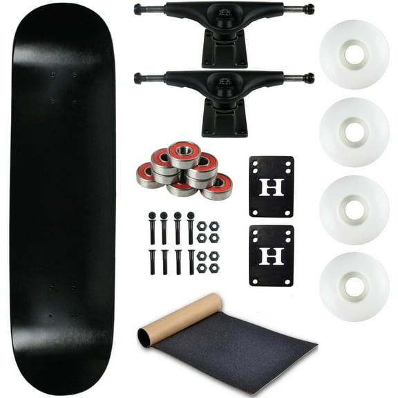 Moose Complete Skateboard Dip Black 7.63" With Black Trucks and White Wheels