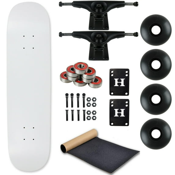 Moose Complete Skateboard Dip White 7.63" With Black Trucks and Black Wheels