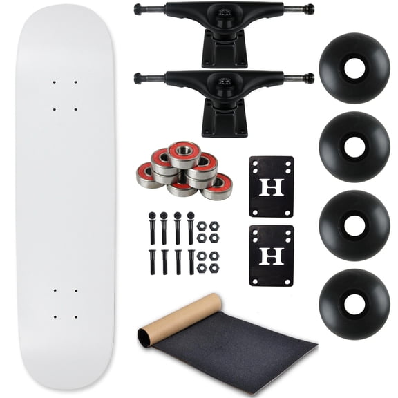Moose Complete Skateboard Dip White 8.0" With Black Trucks and Black Wheels