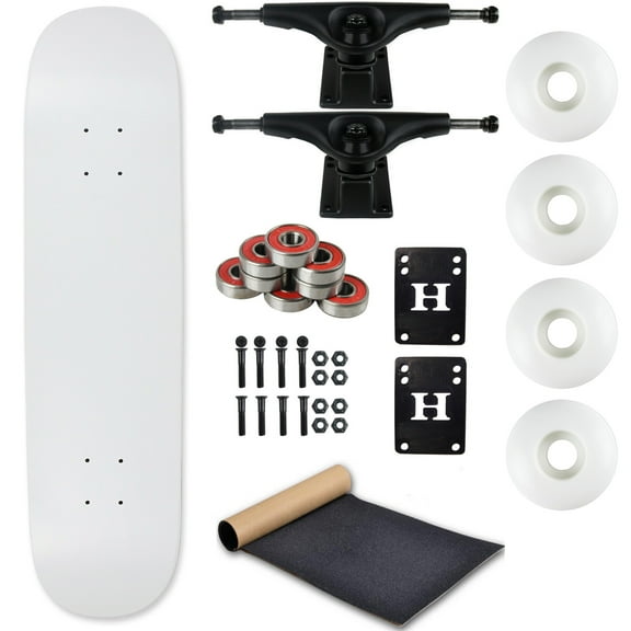 Moose Complete Skateboard Dip White 8.0" With Black Trucks and White Wheels