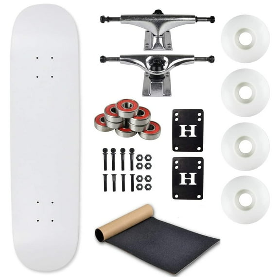 Moose Complete Skateboard Dipped White 7.63" With Silver Trucks and White Wheels
