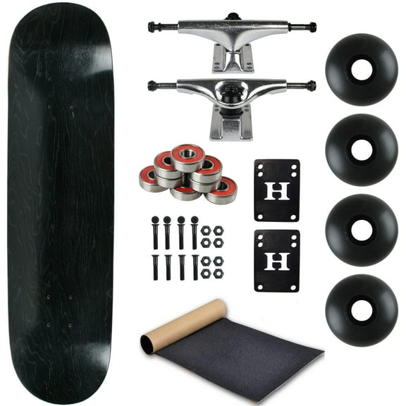 Moose Complete Skateboard Stain Black 8.5" With Silver Trucks and Black Wheels