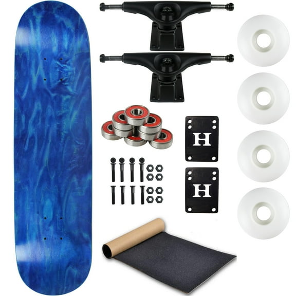 Moose Complete Skateboard Stain Blue 7.5" With Black Trucks and White Wheels