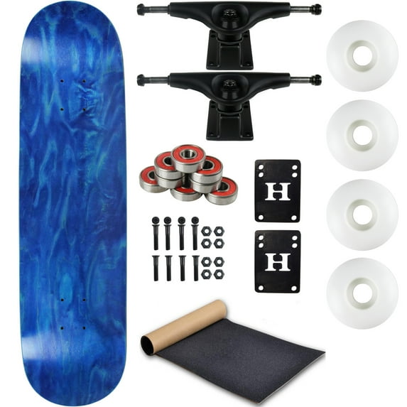 Moose Complete Skateboard Stain Blue 7.63" With Black Trucks and White Wheels
