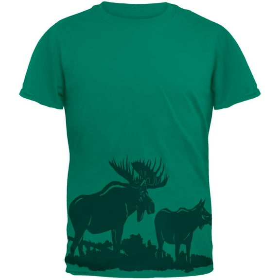 Moose Couple Silhouette Mens T Shirt Jade Dome X-LG