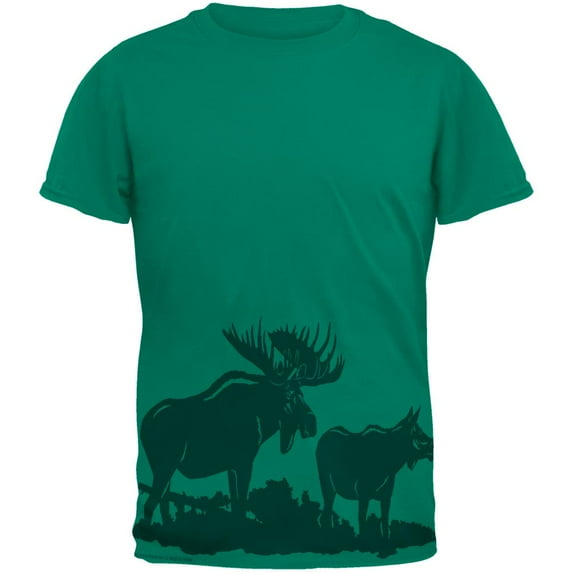 Moose Couple Silhouette Mens T Shirt Jade Dome X-LG