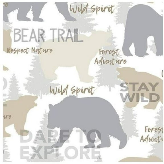 Moose Creek Lodge Bear Trail Cream Cotton Fabric (Yard)
