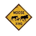 thumbnail image 1 of Moose Crossing Caution Sign - Moose Family Rustic Cabin Décor - Rusted or New Style Sign Size: 12 inch x 12 inch, 1 of 5