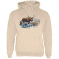 thumbnail image 1 of Moose Crossing the River Mens Hoodie Sand 2XL, 1 of 1
