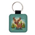 thumbnail image 1 of Moose Cute in Forest Faux Leather Square Keychain, 1 of 7