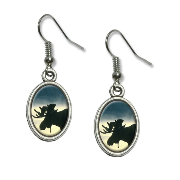 Moose Dangling Drop Oval Earrings