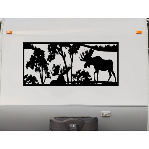 Moose Decal RV Camper Motor Home Sticker Mountain Scene
