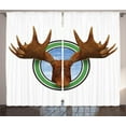 thumbnail image 1 of Ambesonne Humor Curtains 2 Panel Set, Northern Fauna Deer, 108" x 84", Green Brown, 1 of 3