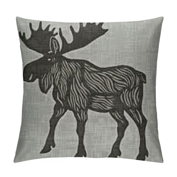 Moose Decorative Throw Pillows Covers, Wild Animal Moose Elk Burlap Cabin Square Pillow Cushion Covers for Man Woman, Pillowcases Decor for Home Sofa Bed Garden,