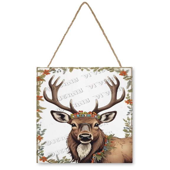 Moose Decorative Wood Hanging Wood Plaque, Rustic Door Sign, Wall Decor Art, Housewarming Gift 12x12 inches