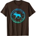 thumbnail image 1 of Moose Design Yellowstone National Park Souvenir Hiker's Unisex T-Shirt for Men Women Kids Toddler,Dark Chocolate Color,Size YXL, 1 of 5