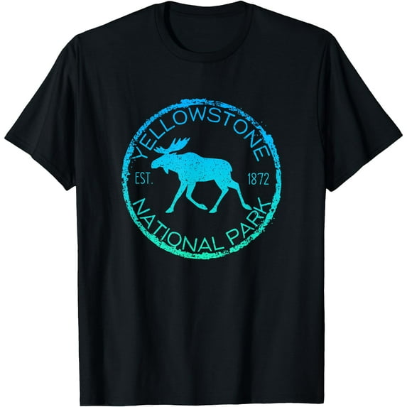 Moose Design Yellowstone National Park Souvenir Hiker's Unisex T-Shirt for Men Women Kids Toddler,Navy Color,Size M