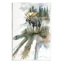 Moose Distant Forest Arrangement Animals & Insects Graphic Art Unframed Art Print Wall Art