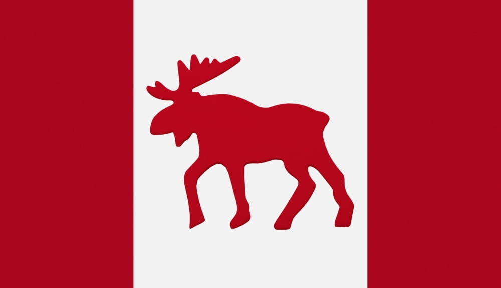 Moose Emblem On Canadian Flag Canvas Art - Darren Greenwood Design Pics (18 x 10)