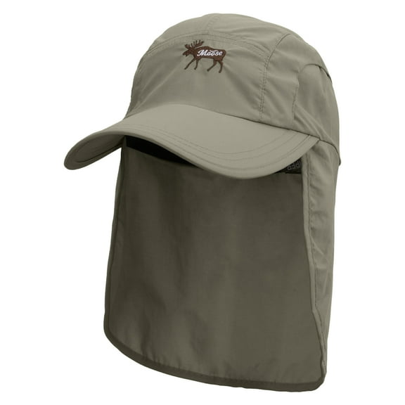 Moose Embroidered Flap Hat - Khaki OSFM