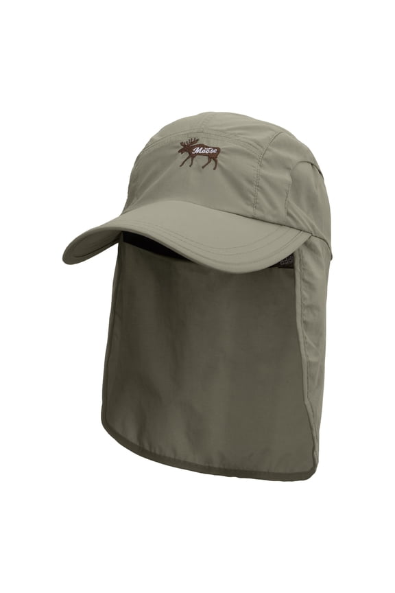 Moose Embroidered Flap Hat - Khaki OSFM
