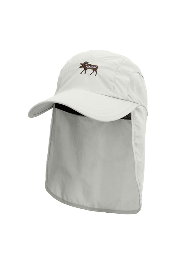 Moose Embroidered Flap Hat - White OSFM