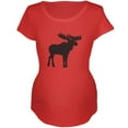 thumbnail image 1 of Moose Faux Stitched Maternity Soft T Shirt Red SM, 1 of 1
