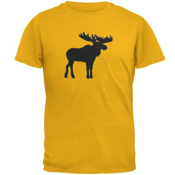 Moose Faux Stitched Mens T Shirt Gold 2XL