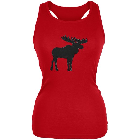 Moose Faux Stitched Red Juniors Soft Tank Top - 2X-Large