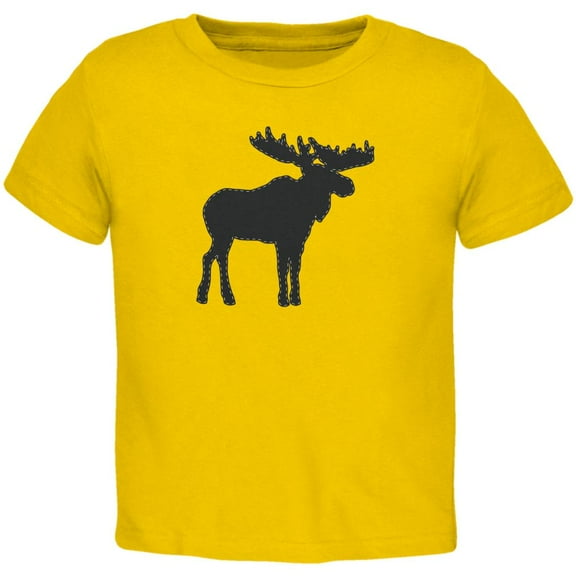 Moose Faux Stitched Toddler T Shirt Yellow 4T