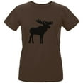 thumbnail image 1 of Moose Faux Stitched Womens Organic T Shirt Chocolate LG, 1 of 1