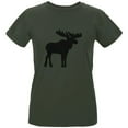 thumbnail image 1 of Moose Faux Stitched Womens Organic T Shirt City Green X-LG, 1 of 1
