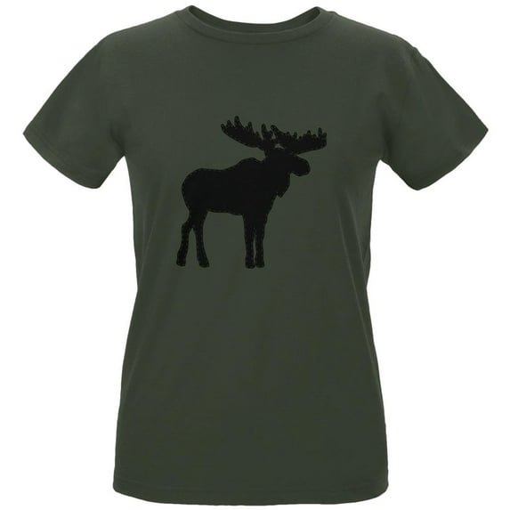 Moose Faux Stitched Womens Organic T Shirt City Green X-LG