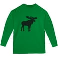 thumbnail image 1 of Moose Faux Stitched Youth Long Sleeve T Shirt Green YMD, 1 of 1