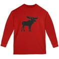 thumbnail image 1 of Moose Faux Stitched Youth Long Sleeve T Shirt Red YMD, 1 of 1
