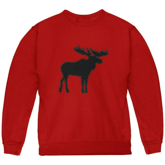 Moose Faux Stitched Youth Sweatshirt Red YSM