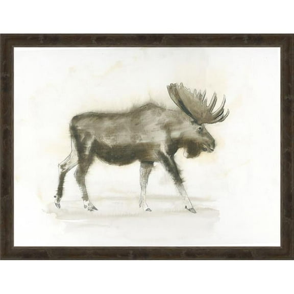 Moose, Framed Textured Fine Art Print - Rustic Grey Wooden