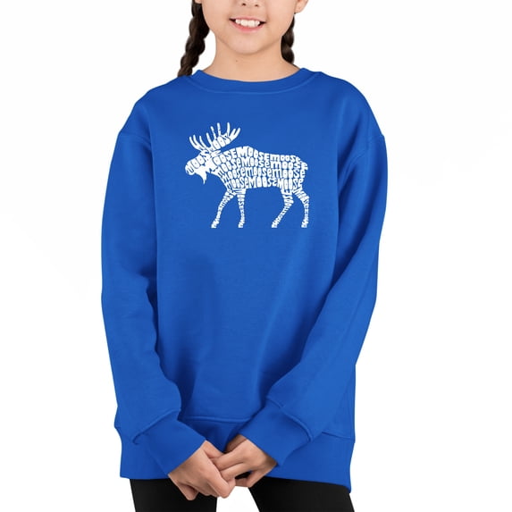 Moose - Girl's Word Art Crewneck Sweatshirt