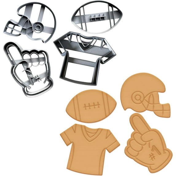 Moose Goods Football Cookie Cutters Helmet Jersey Sports Cookie Stamps 3.5 inch Set of 4