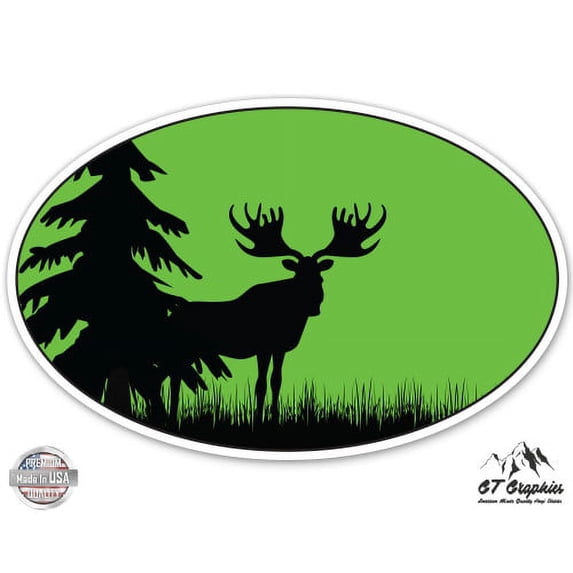 Moose Green Oval Nature - 8" Vinyl Sticker - For Car Laptop I-Pad - Waterproof Decal
