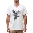 thumbnail image 1 of Moose Hand Draw Style Printed Cotton Short Sleeves V-neck Men T-shirt MTS_02 2XL, 1 of 1