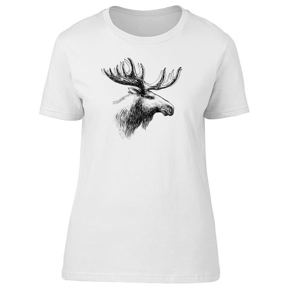 Moose Head B&w Sketch T-Shirt Men -Image by Shutterstock, Male x-Large