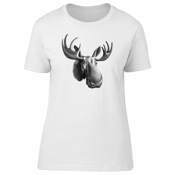 Moose Head Hand Drawn T-Shirt Men -Image by Shutterstock, Male Large
